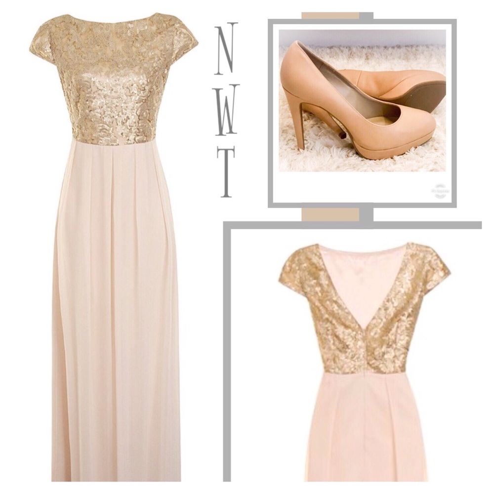 Modest yet Gorgeous Nude/Gold Maxi Dress